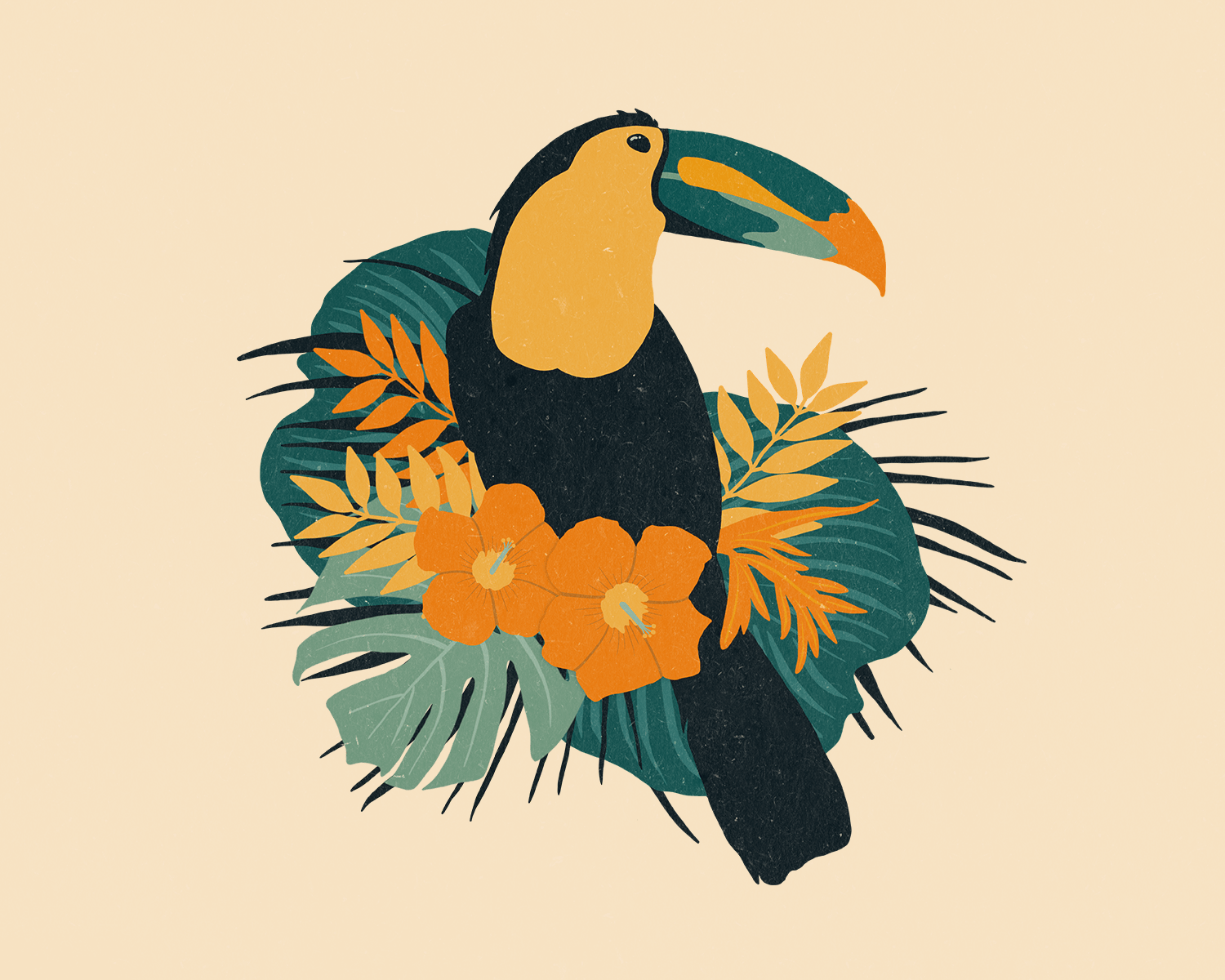 Toucan and Tropical Plants