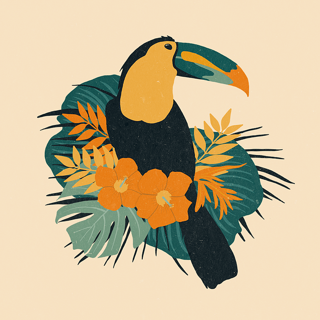 Toucan and Tropical Plants