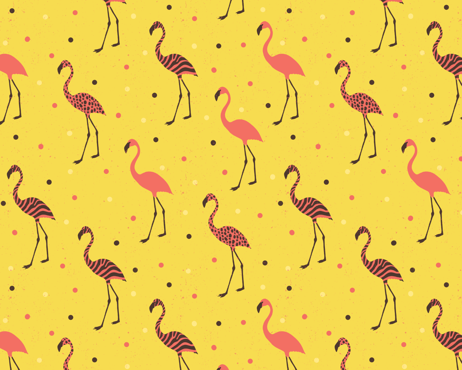 Fun Flamingo Seamless Pattern - Yellow