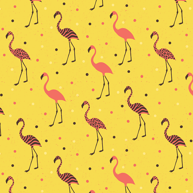 Fun Flamingo Seamless Pattern - Yellow