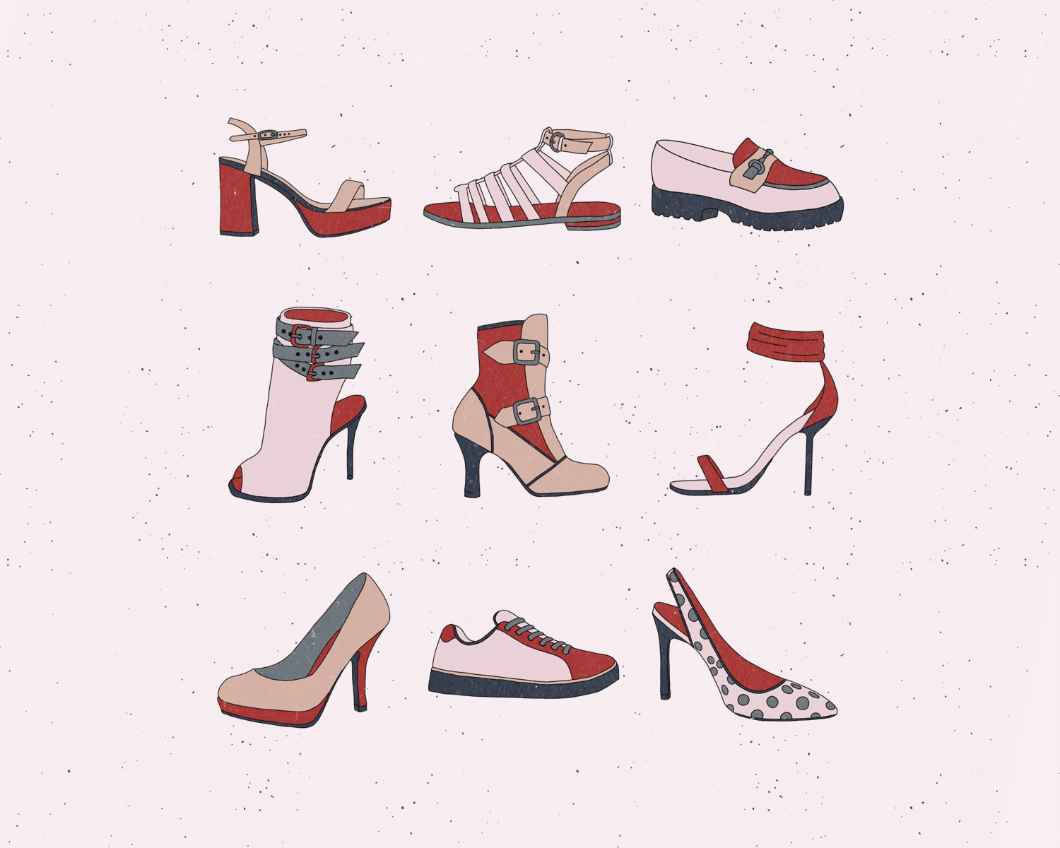For the Love of Shoes Pink Red